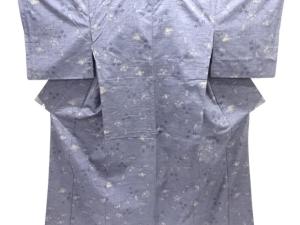 アンティーク　枝花模様織り出し手織り紬着物